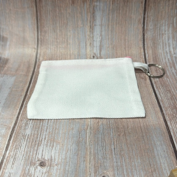 NEW 4”x4 1/2” White and Pink Coin Bag Item #PHK6116 - Picture 2 of 2